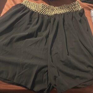 SHEIN Black High-Waist Shorts with Gold Detail